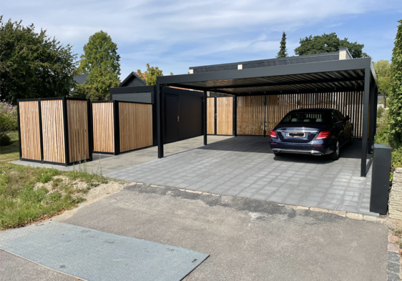 Carport med Sedum tag fra Cartop.