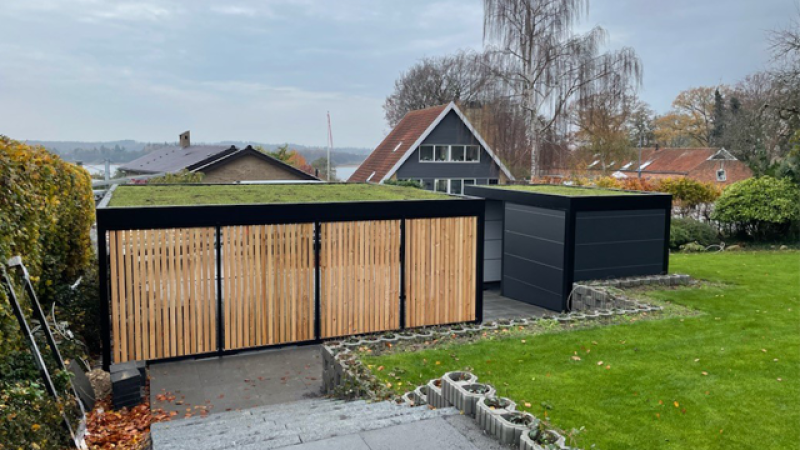 Carport med Sedum tag fra Cartop.